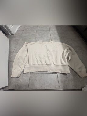 adidas Cream Crewneck with White Trefoil Embroidery little stains